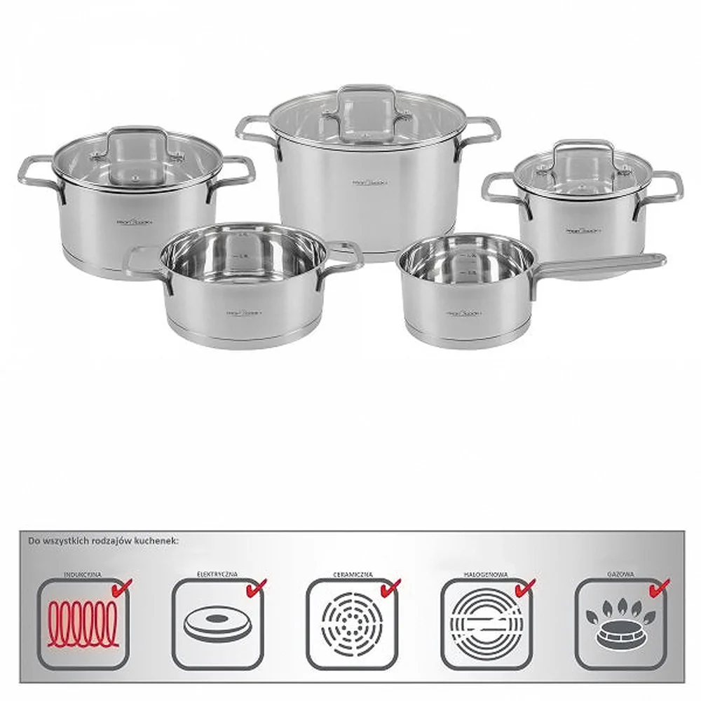 سرویس قابلمه ۸ تکه استیل پروفی کوک مدل PC-KTS-1225